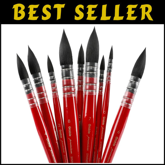 Versatile 9-Piece Mop Paintbrush Set with Synthetic Squirrel Hair - Art Supplies