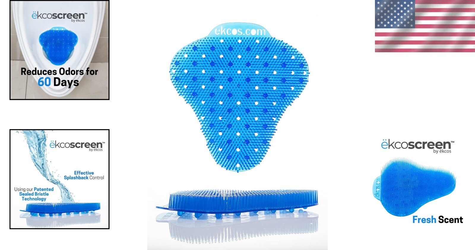 Effective Anti-Splash Urinal Screen 12-Pack - 60-Day Fresh Scent, 7" x 7" Size