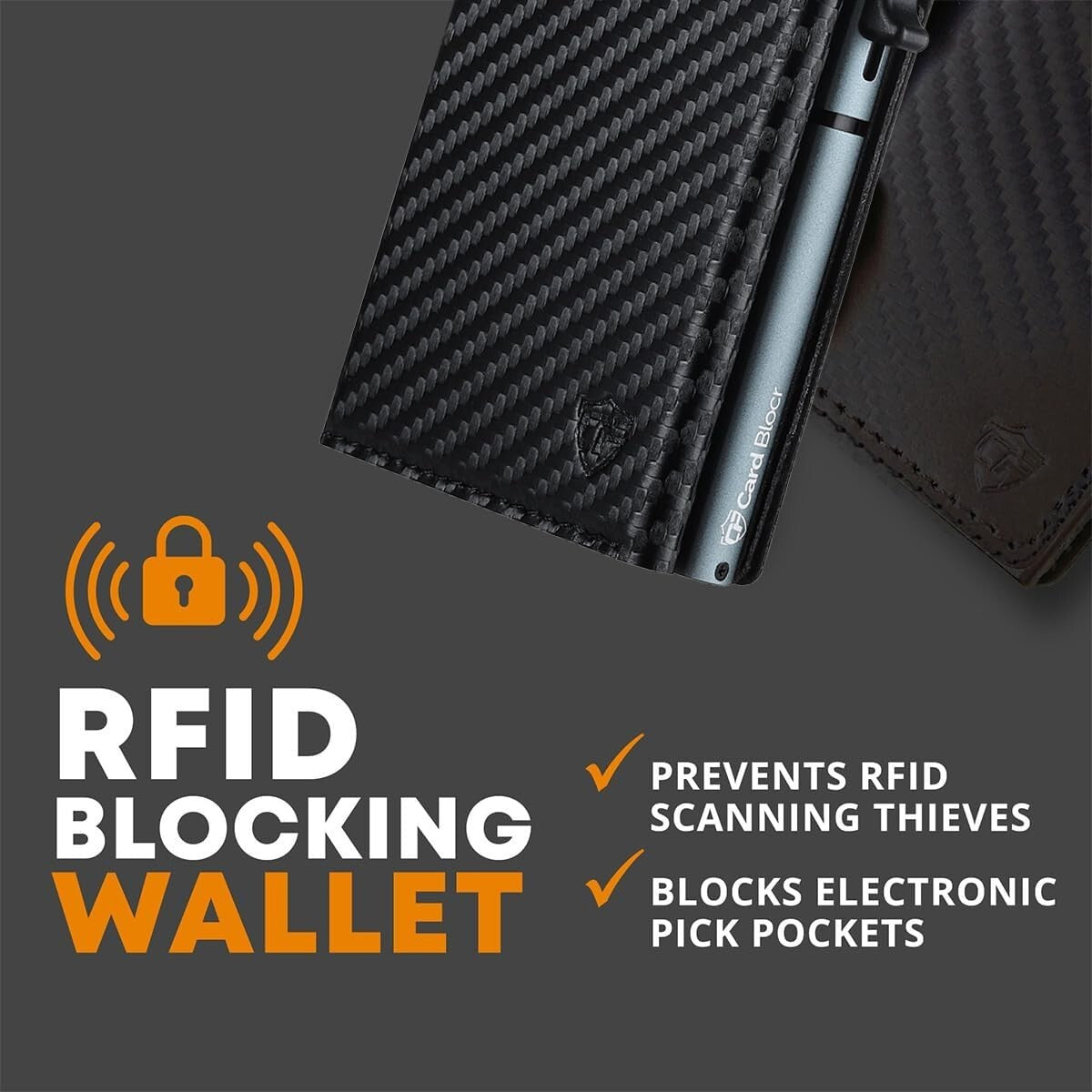 Sleek Men's Minimalist Wallet - Holds 6 Cards, RFID Protection in Black Titanium