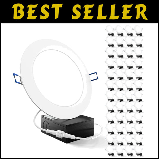 Sunco 48 Pack 6 Inch Slim LED Downlights - Dimmable & Safe Flush Mount Design