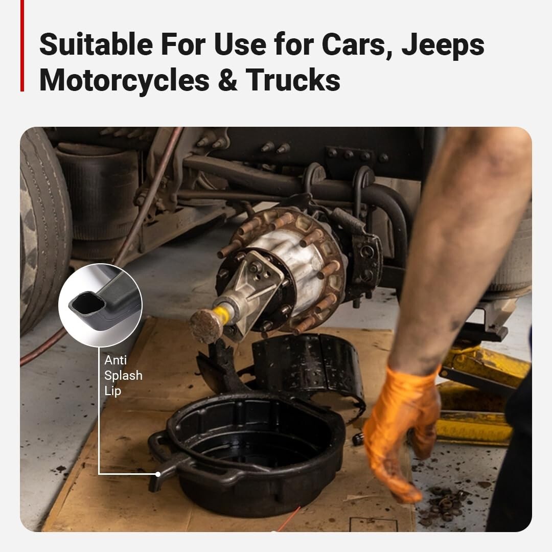 Durable Oil Change Kit with 8 Quart Pan, Funnel & Shop Towels for DIY Mechanics