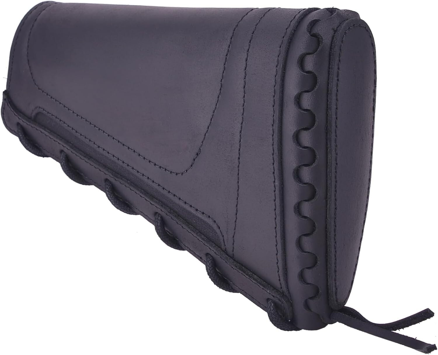 Buffalo Hide Leather Rifle Buttstock Cover - Drawstring Closure & Storage Pocket