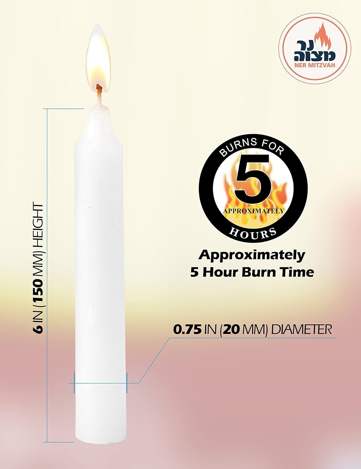 72 Classic White 6-Inch Taper Candles – Dripless & Smokeless for Any Occasion