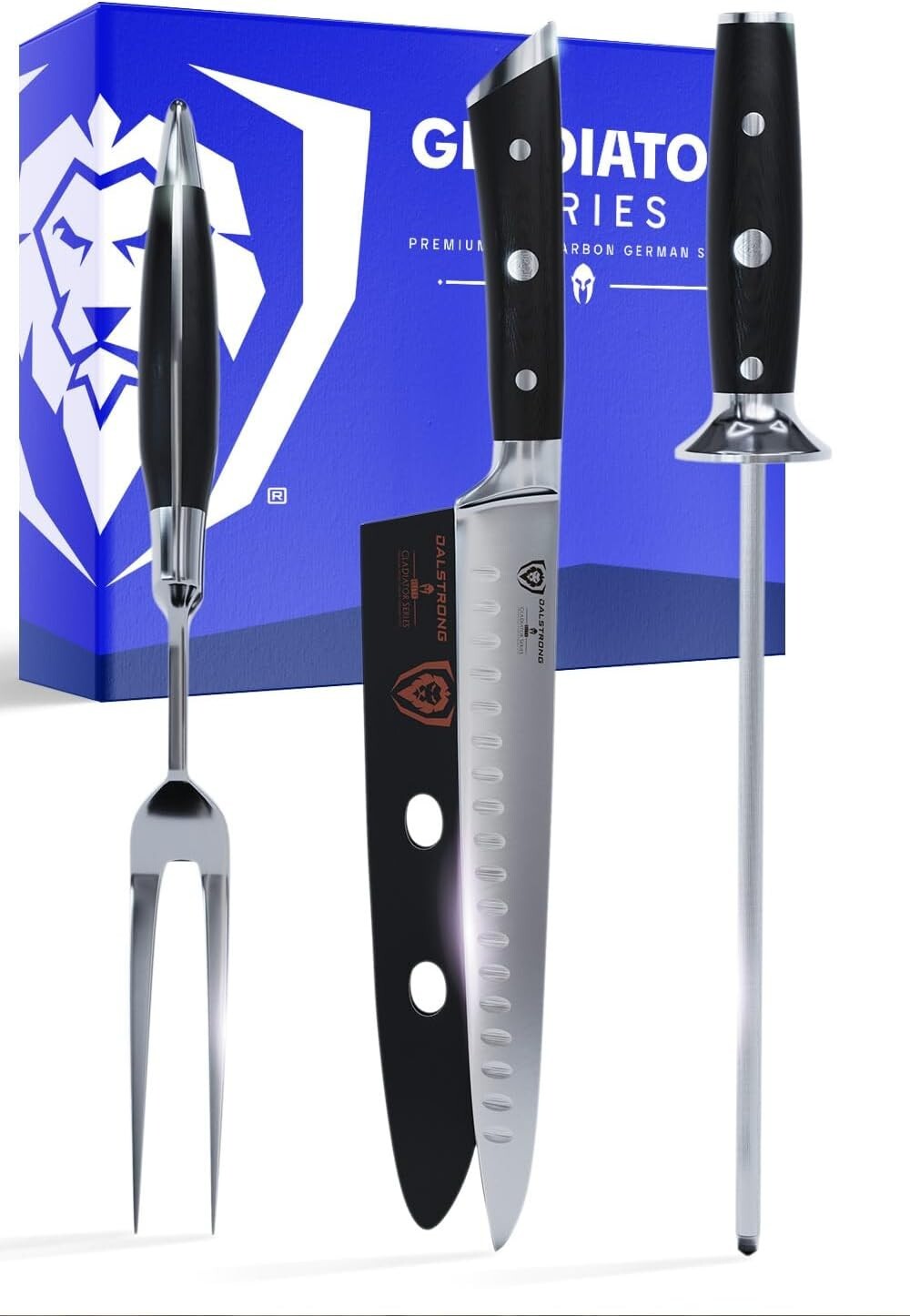 High-Carbon German Steel 9" Carving Knife & 8" Honing Rod Set - Luxurious Finish