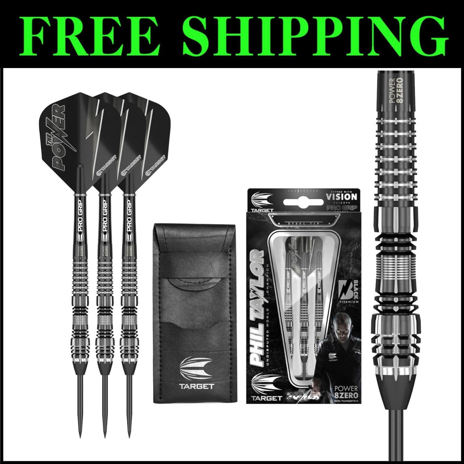 Advanced Black Steel Tip Darts - 21G, Fixed Points, and Signature Case Included