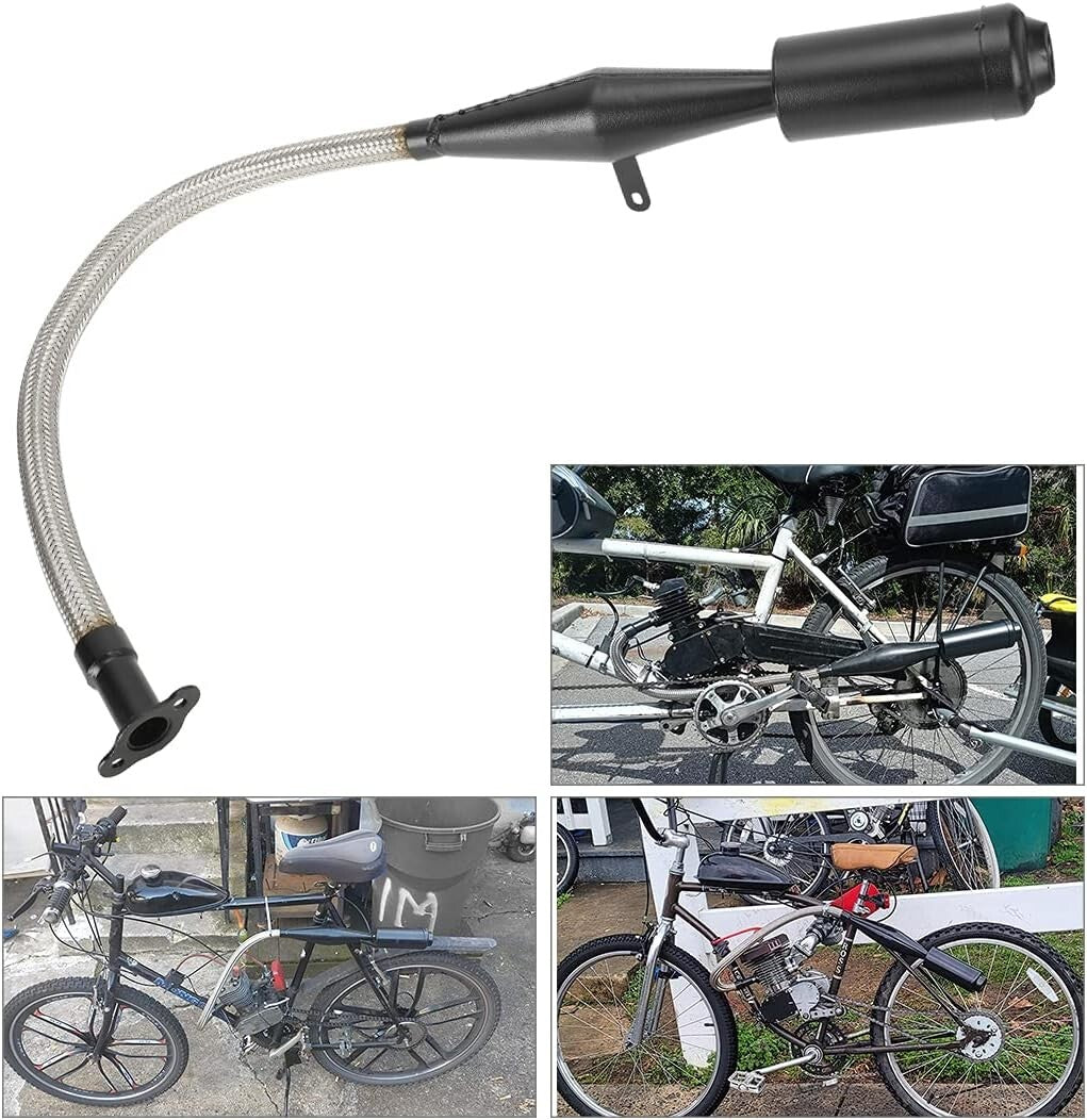 Premium Flexible Exhaust Muffler with Gasket for 2 Stroke 49cc to 100cc Bikes