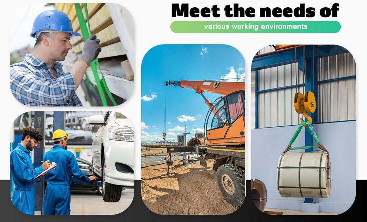 Heavy Duty 2" x 8' Lifting Sling Straps - Safe 4400 lbs Vertical Load - 2-Pack