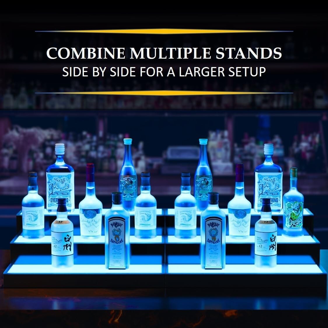 Acrylic LED Bottle Display Rack - Illuminated Home Bar Shelf with 16 Colors