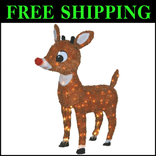 Durable 26-Inch Lighted Rudolph Statue - Perfect for Indoor & Outdoor Holiday