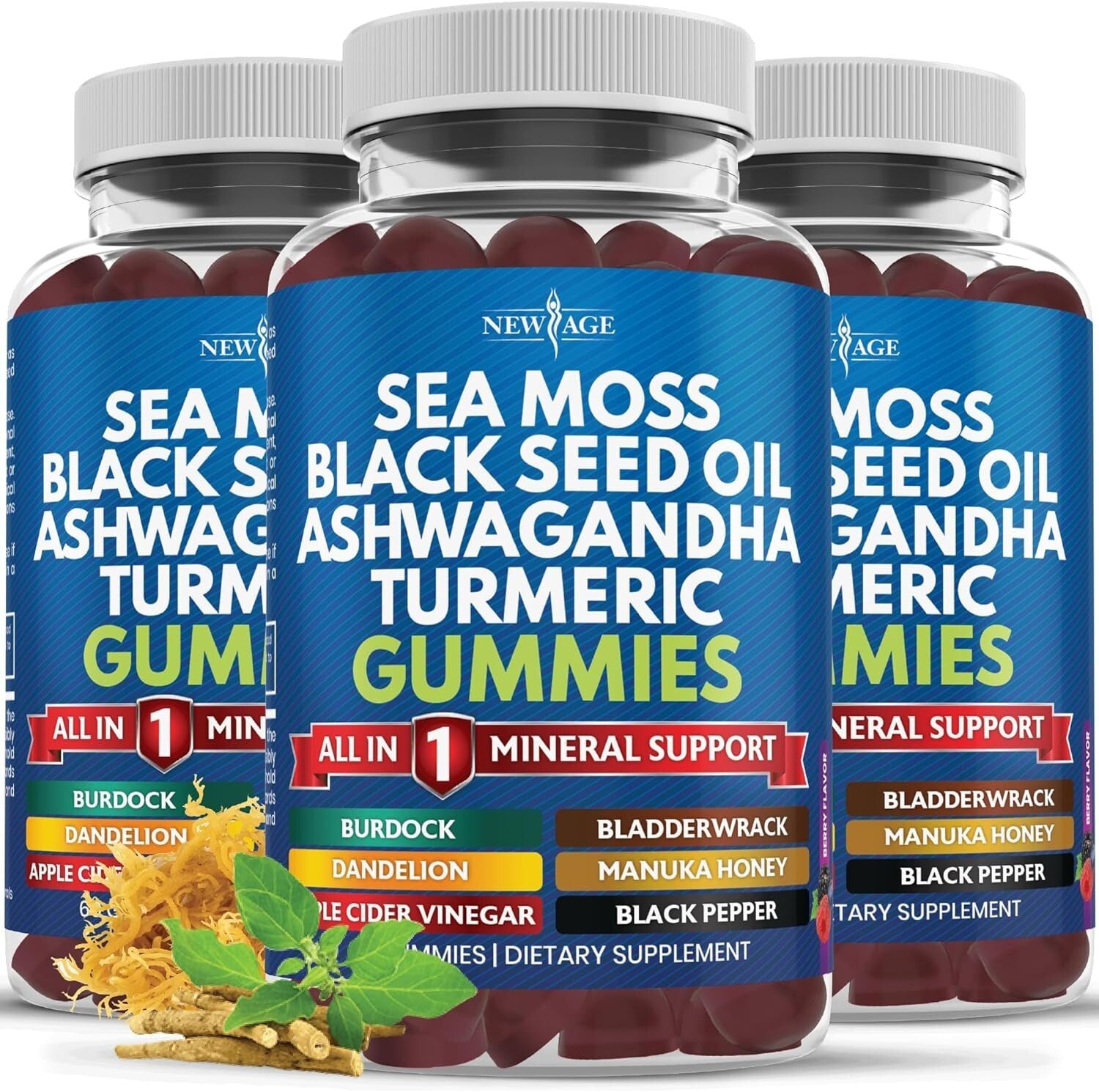 10-in-1 Sea Moss Gummies with Ashwagandha & Black Seed for Overall Vitality