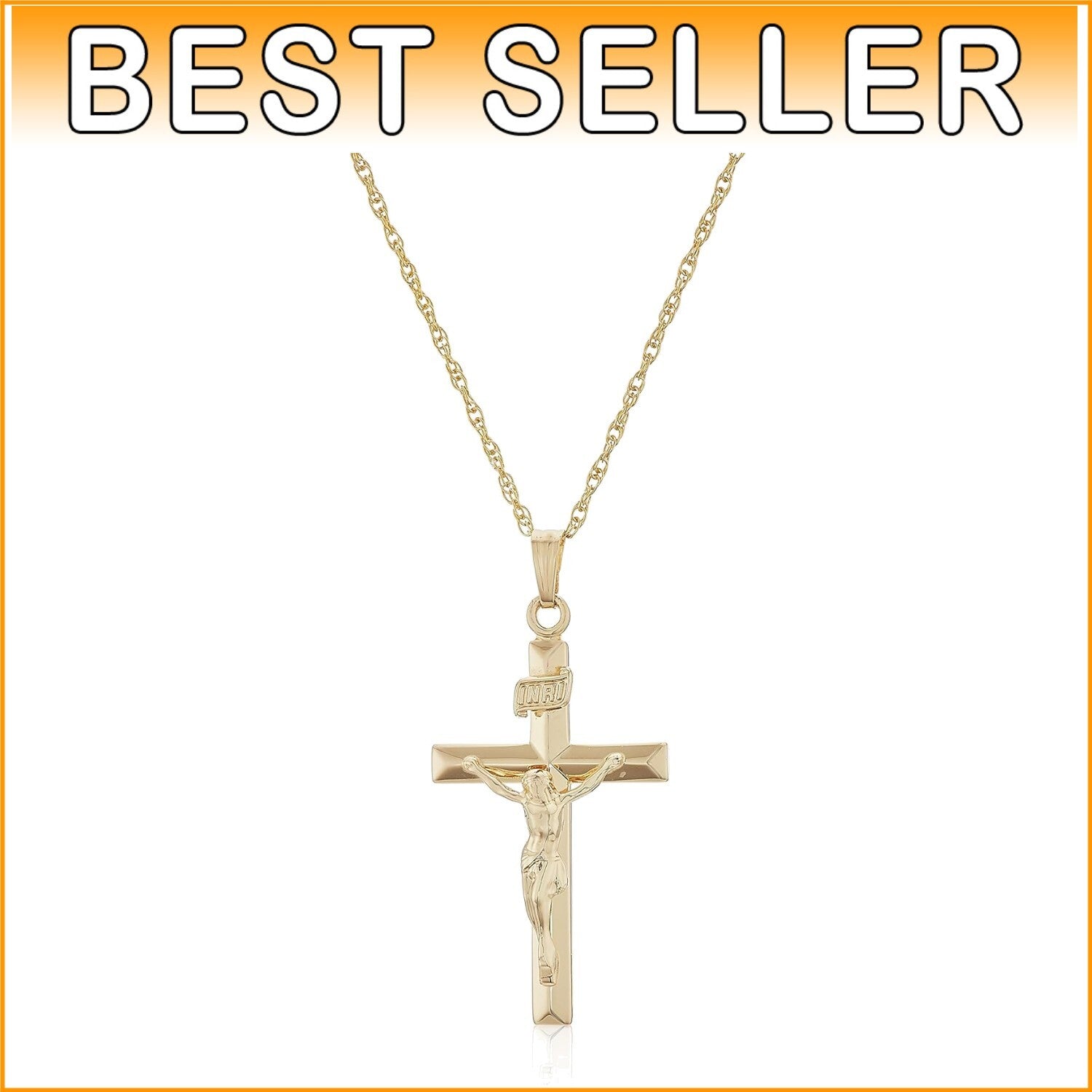 Elegant 14k Gold-Filled Embossed Cross Pendant with 18" Chain - Timeless Style
