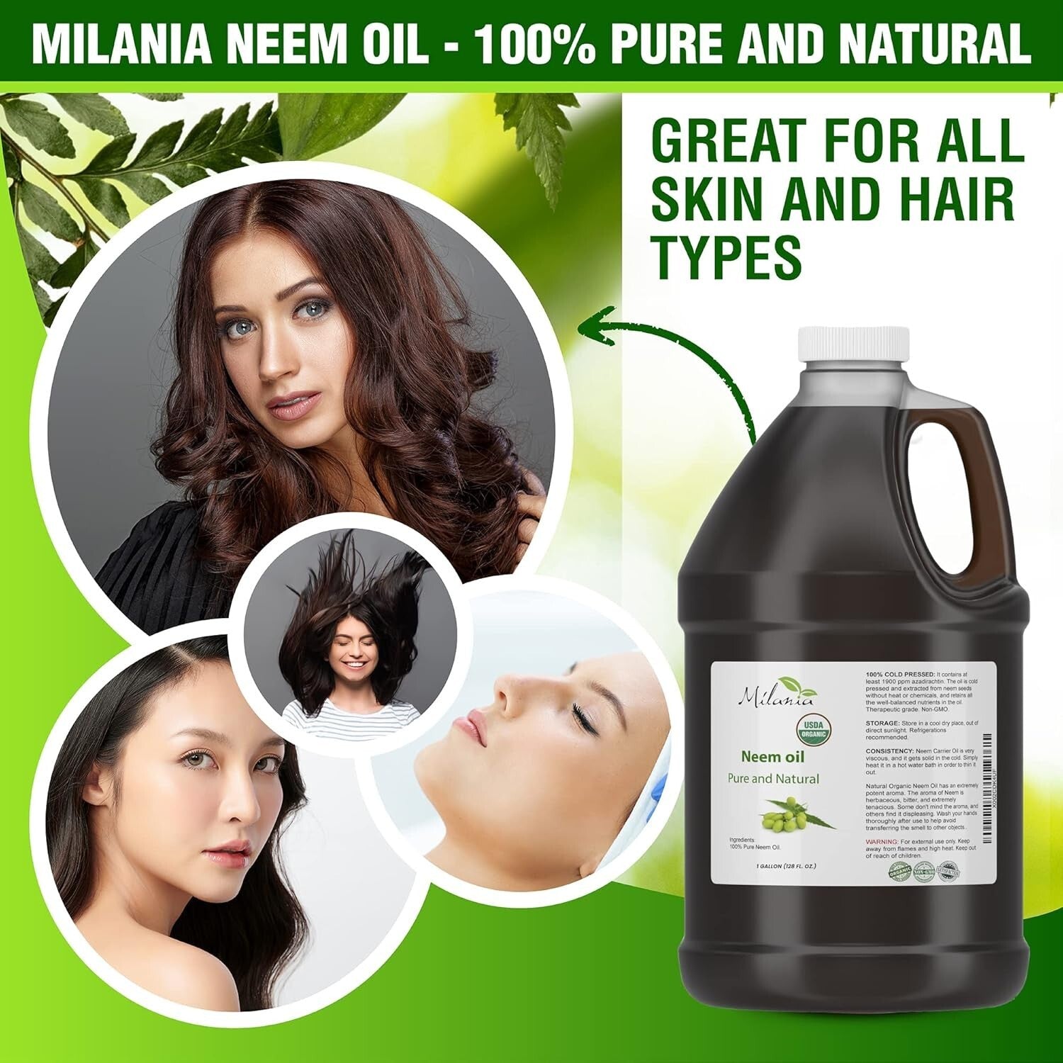 Exceptional Quality Organic Neem Oil - 1 Gallon Cold Pressed, Natural & Safe