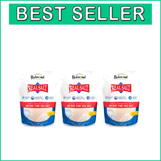 16 Oz Pouch 3 Pack - Real Salt, Unrefined Mineral Sea Salt with Trace Nutrients