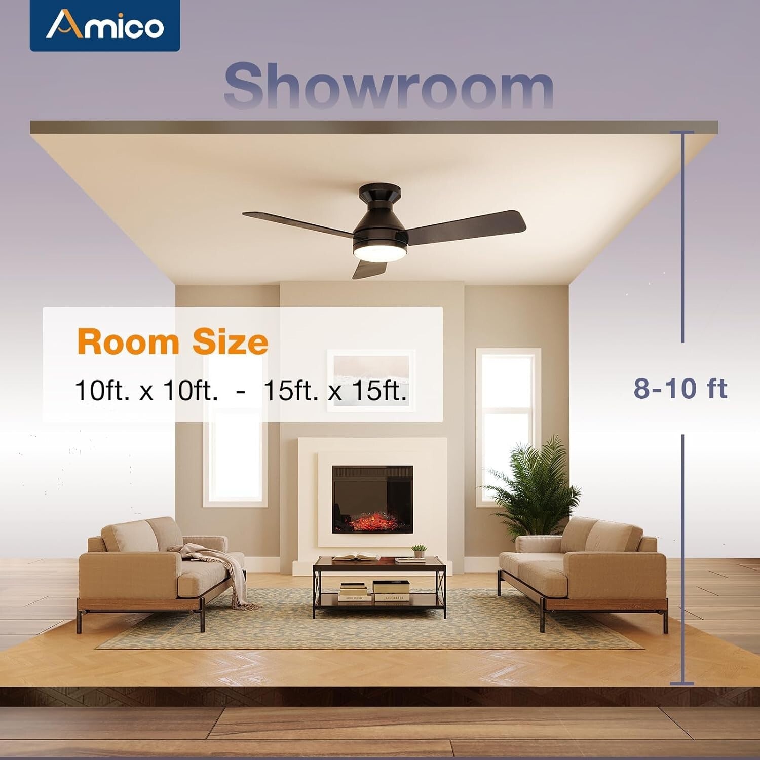 Elegant 42-Inch Low Profile Ceiling Fan with Remote, 3CCT & Whisper Quiet