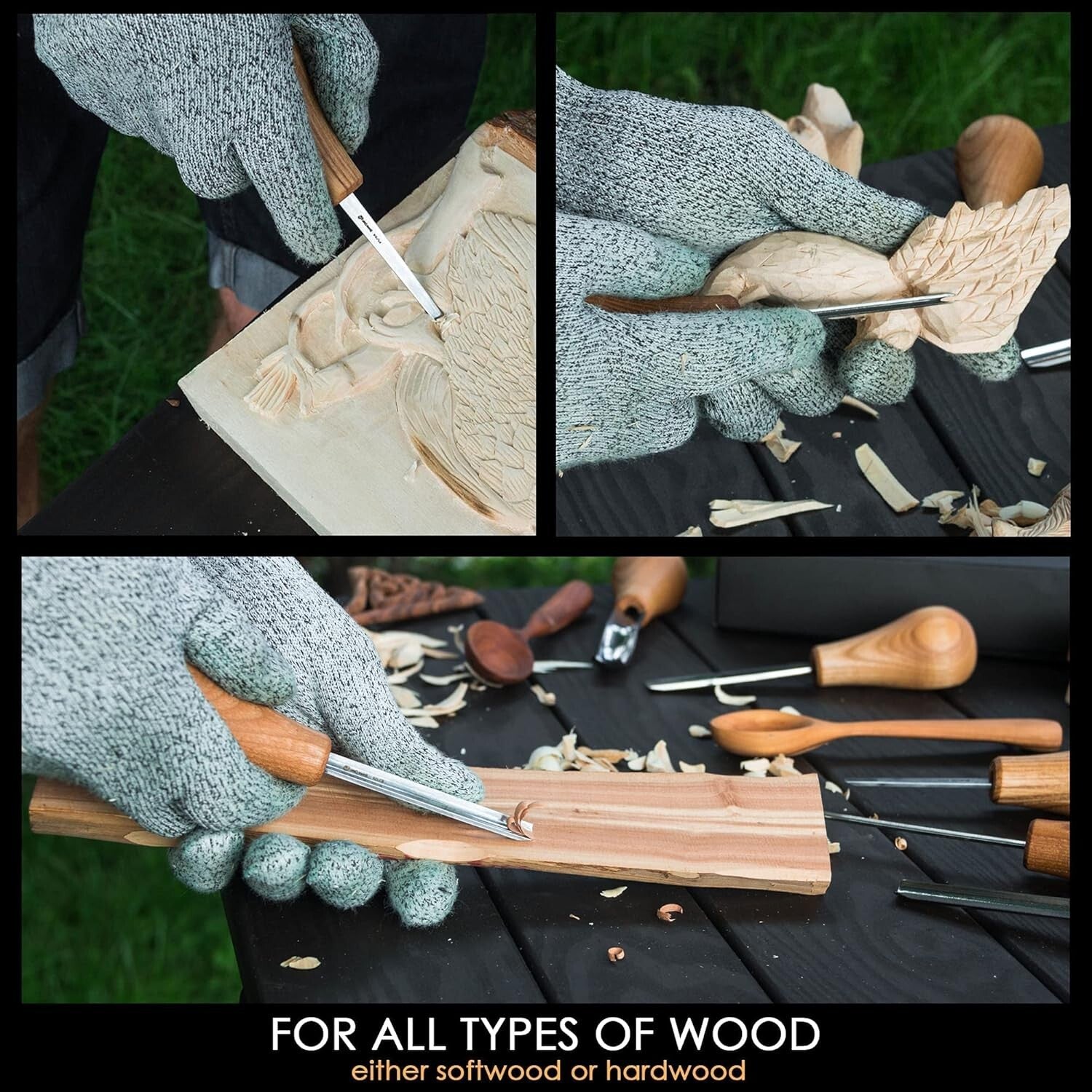 Professional Wood Carving Tools Kit - Ergonomic Palm Gouges for Precision