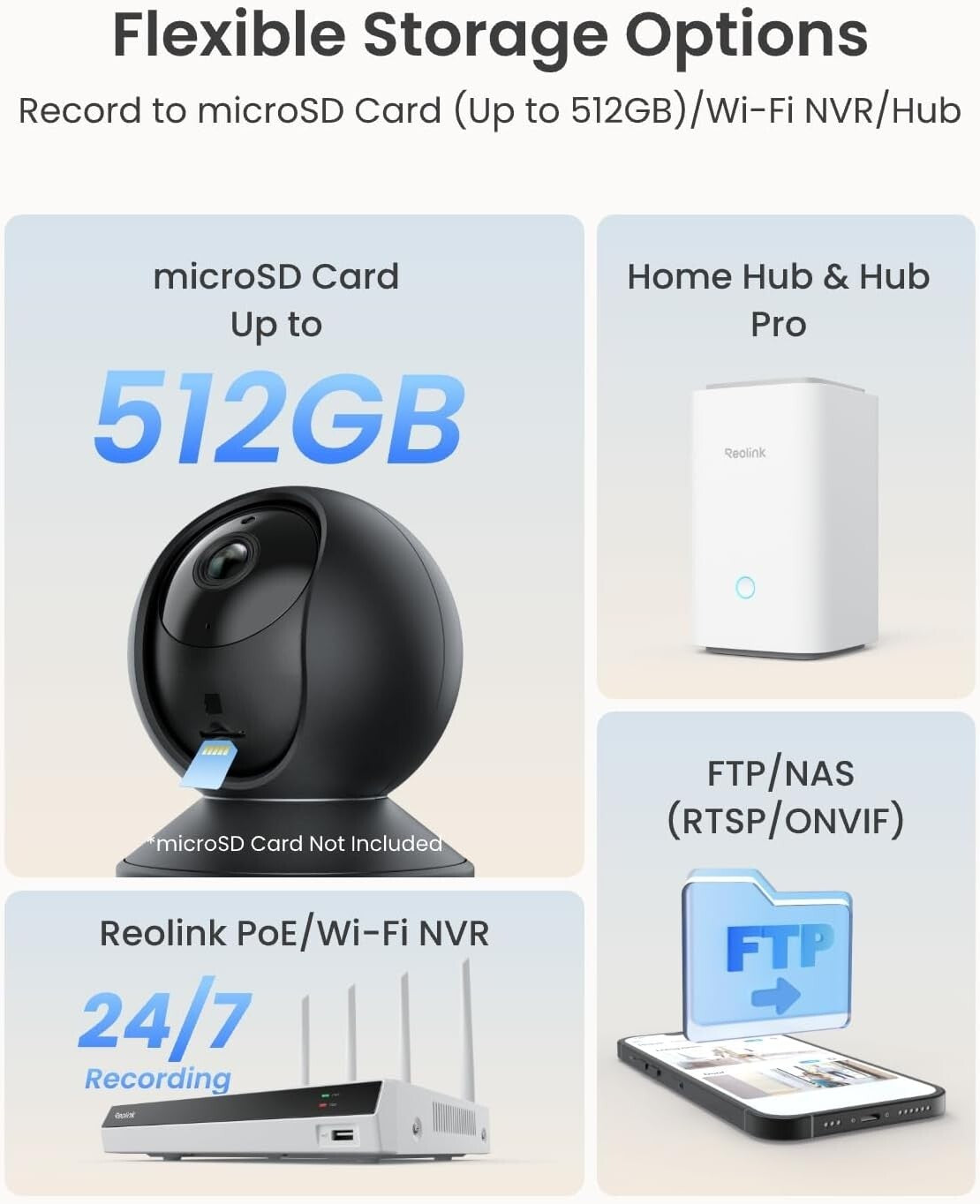 Advanced 5MP Indoor Camera with Auto Tracking & Multiple Storage Options - Black