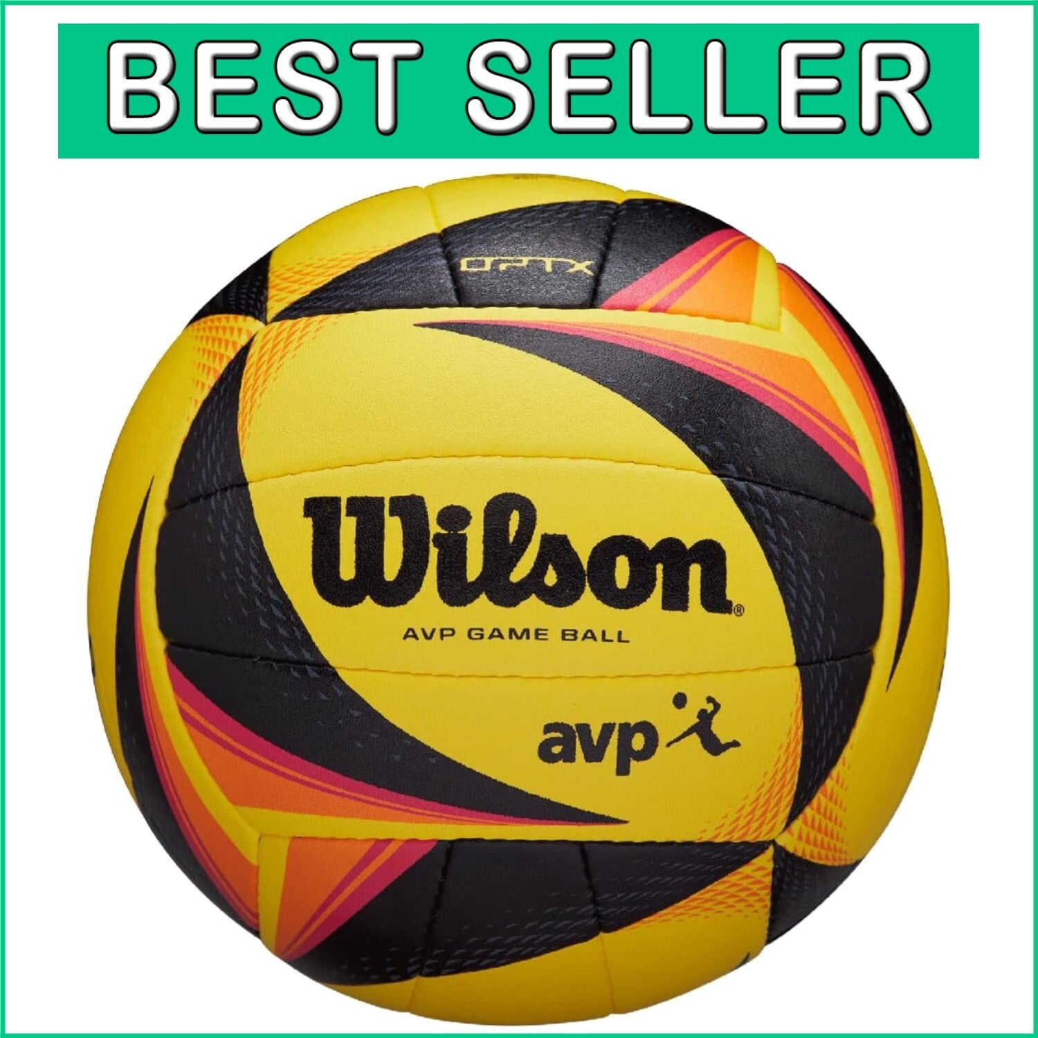 AVP OPTX Official Size Volleyball - Yellow/Black, Beach-Ready Performance