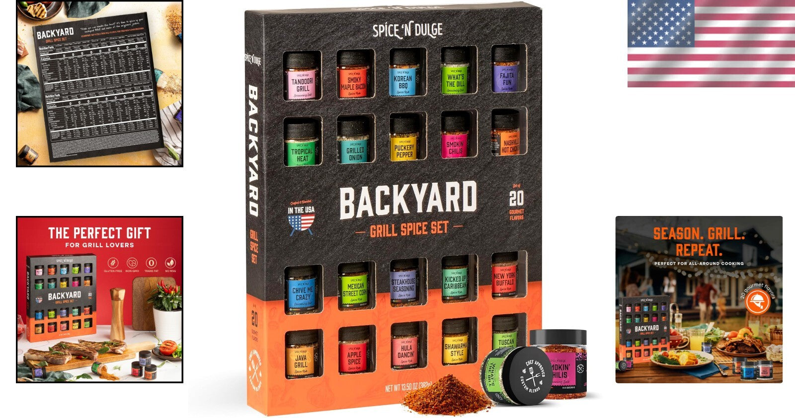 20 Bold Grill Spices & Seasonings - Unique BBQ Flavor Gift Set for All Levels