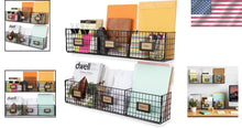Load image into Gallery viewer, Charming Black Metal Wall Rack Organizer for Papers and Magazines - Set of 2