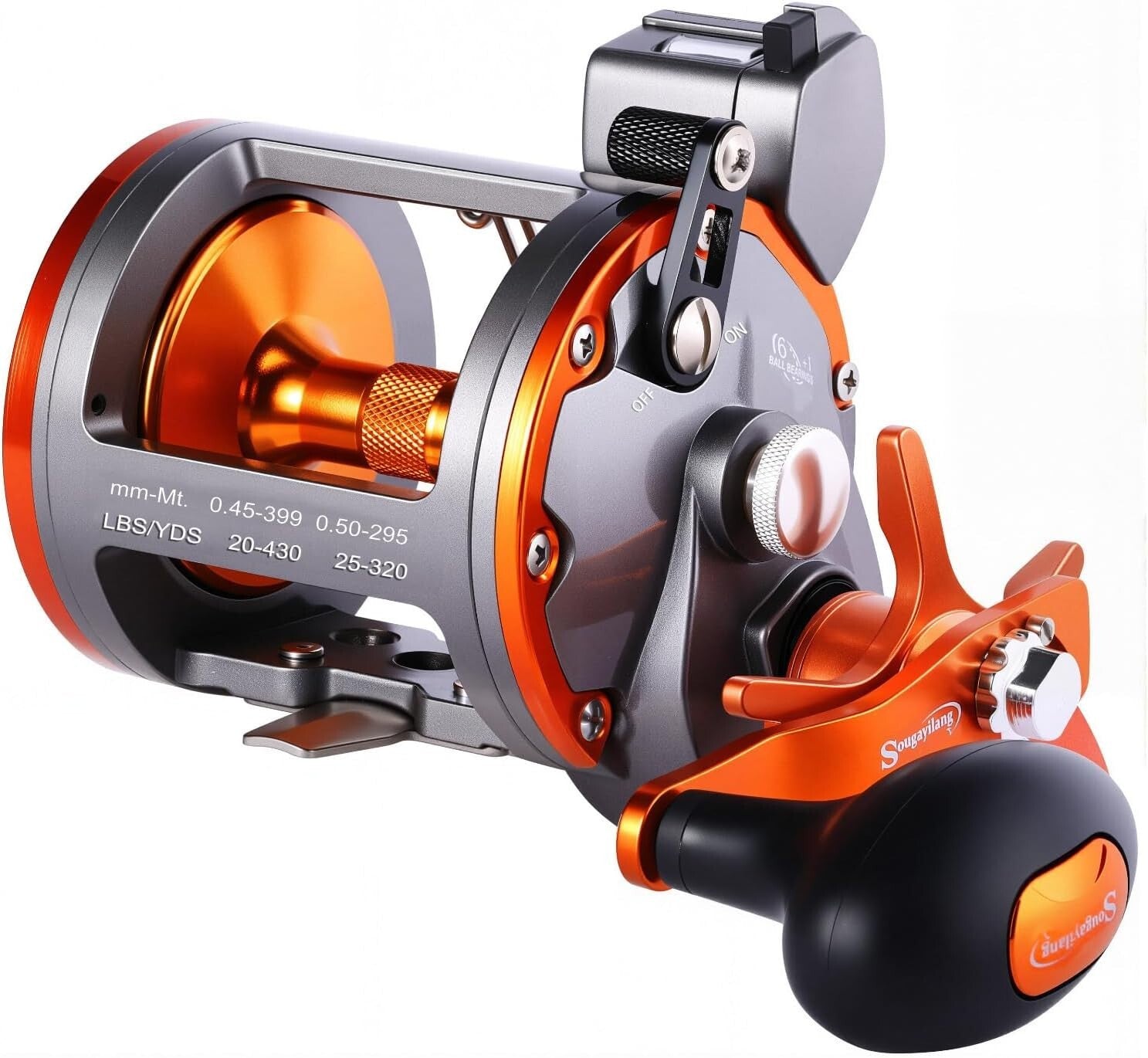 Right Handed Trolling Fishing Reel with Anti-Reverse and Quick Line Retrieval