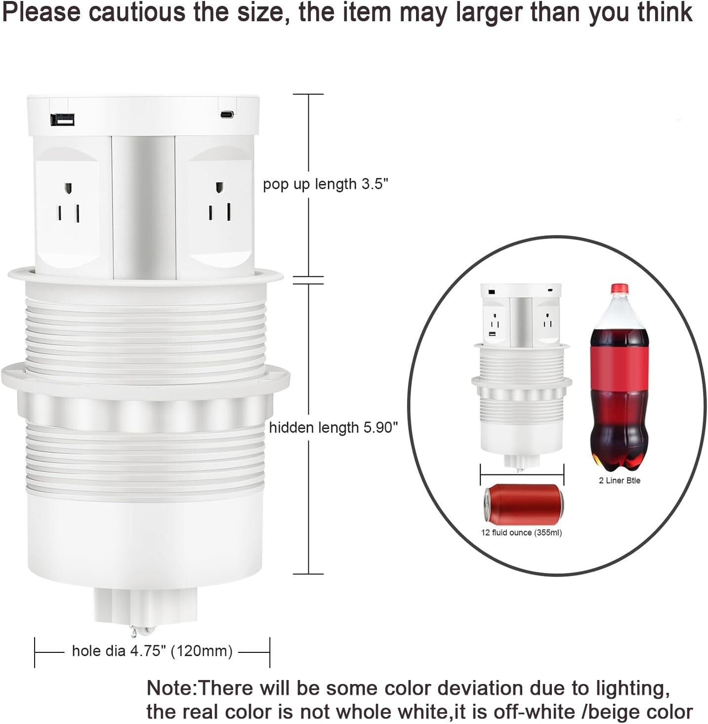 Automatic Pop-Up Outlet with 4 AC & USB Ports - Wireless Charging Convenience
