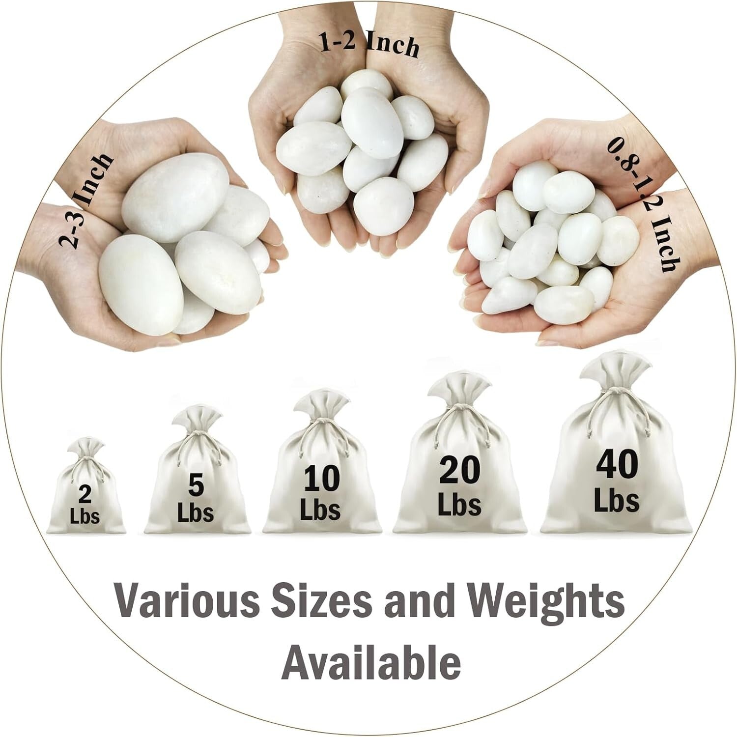 Elegant 20lbs White Pebbles - Ideal for Landscaping, Planters & Creative Decor