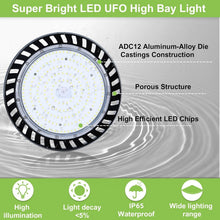 Load image into Gallery viewer, Modern Black 200W UFO LED High Bay Light - Perfect for Garages &amp; Warehouses