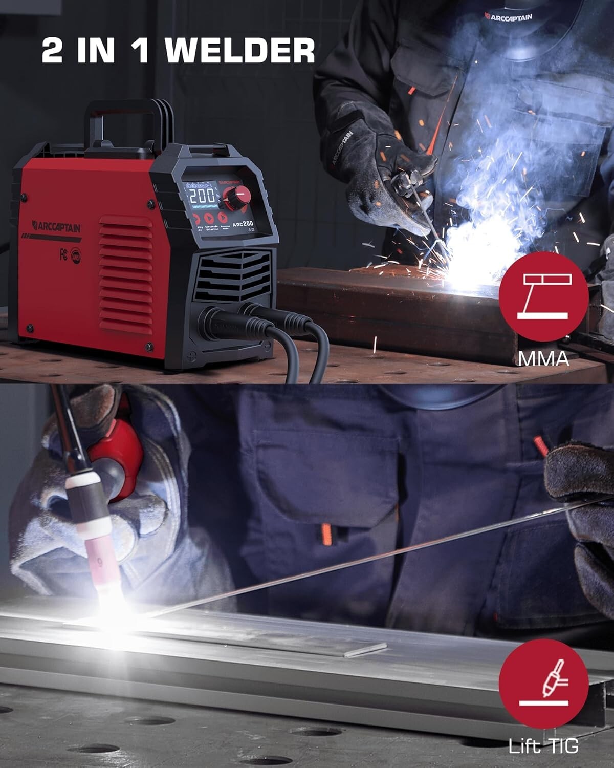 200A Portable Stick Welder with Large LED Display – Versatile TIG/MMA Machine