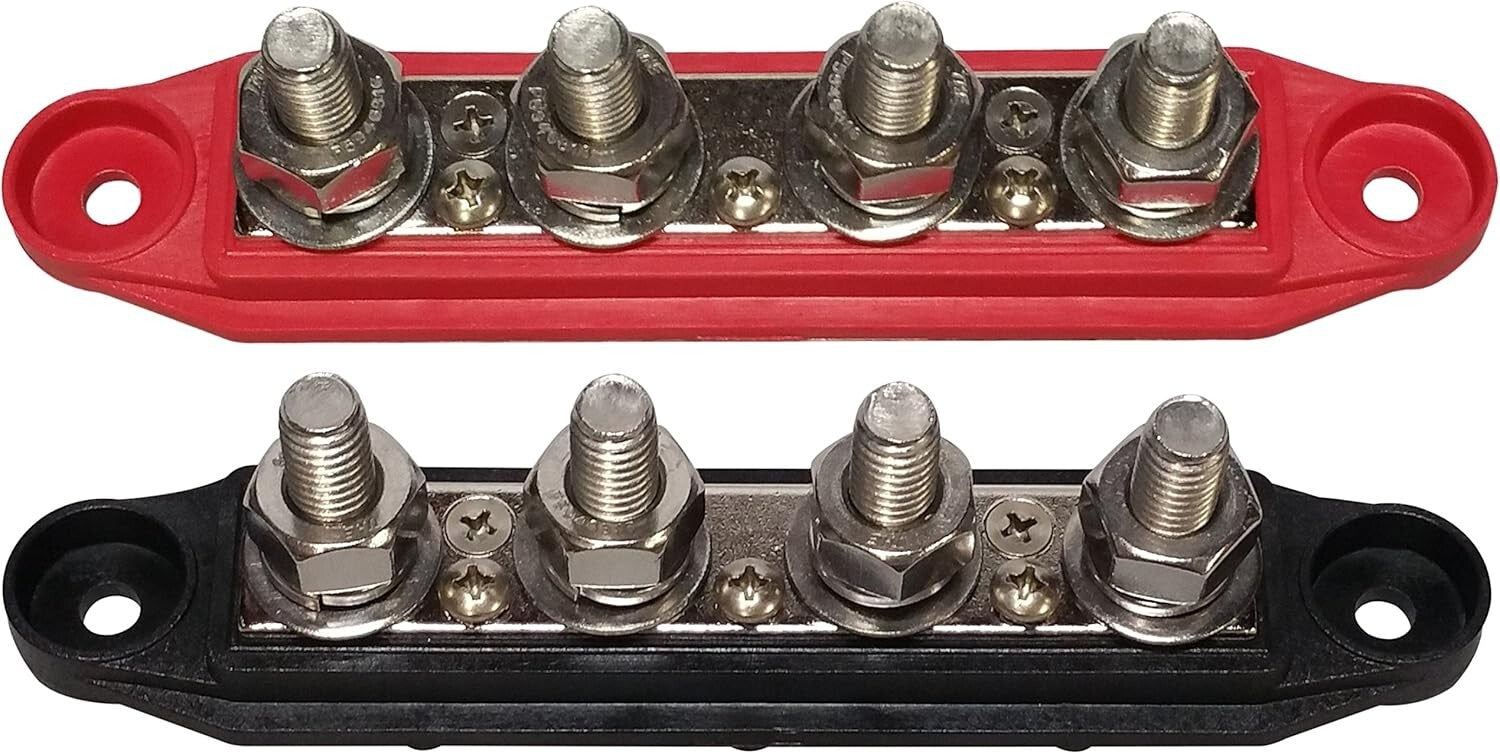 Durable 3/8" Bus Bar with Detachable Cover - 250A Marine & Battery Applications