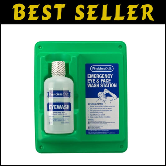 Emergency Wall-Mounted Eyewash Solution, 32oz Sterile Formula for Quick Relief