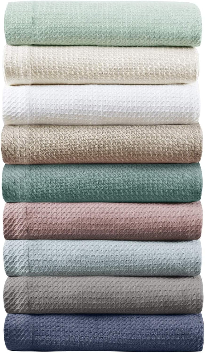 Premium Waffle Knit King Blanket - 100% Egyptian Cotton in Soft Light Blue