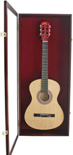 Load image into Gallery viewer, Stunning Wall-Mount Electric Guitar Display with Red Felt &amp; Mahogany Finish