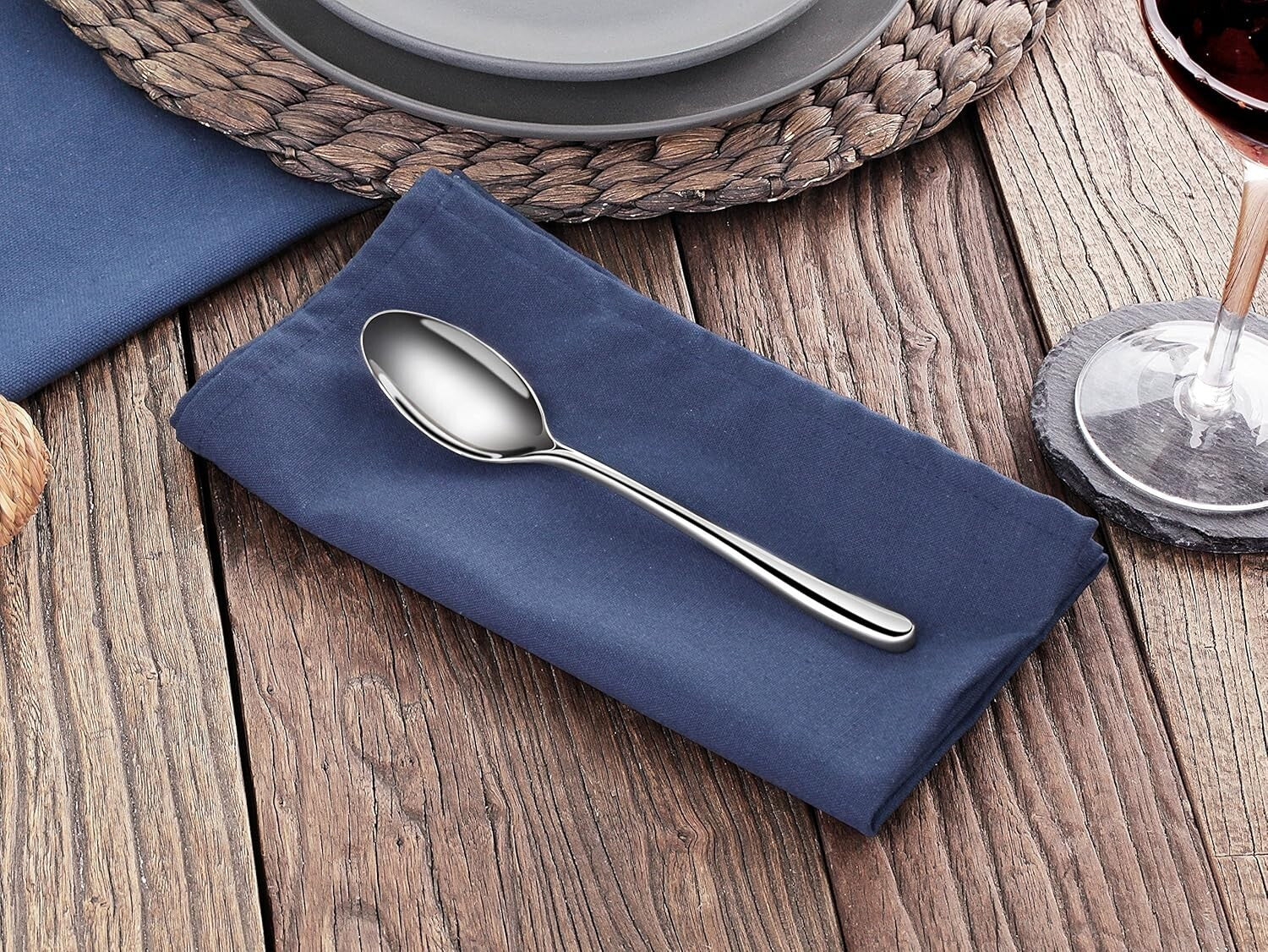 Elegant 12-Piece Stainless Steel Teaspoon Set - Classic Rain II Design