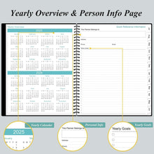 Load image into Gallery viewer, Stylish Black Planner 2025-2026 - Daily and Monthly with Comprehensive Layout