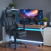 Load image into Gallery viewer, Adjustable Height Gaming Chair with Footrest &amp; 360-Degree Swivel - Modern Black