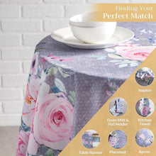 Load image into Gallery viewer, Versatile 69" Round Cotton Tablecloth - Sweet Rose Lavender for Dining &amp; Parties