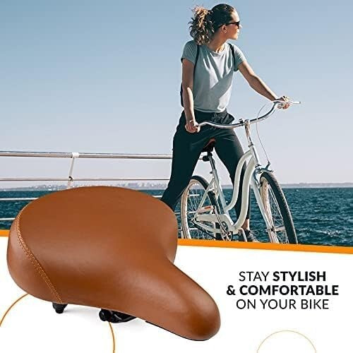 Wide Cruiser Bike Seat - Memory Foam & Steel Spring Comfort for Indoor/Outdoor