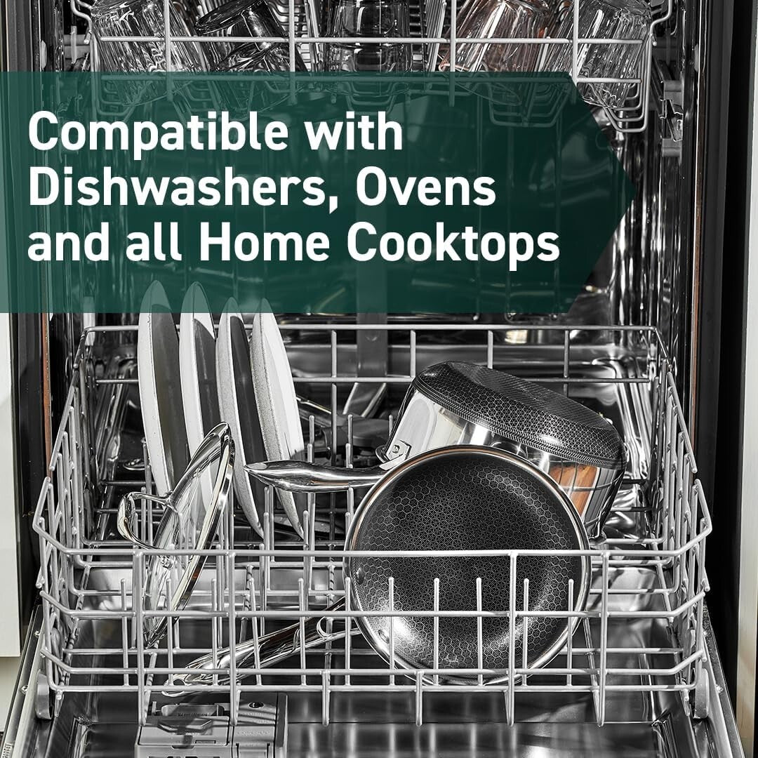 Tri-Ply 8-Inch Nonstick Frying Pan with Tempered Lid - Dishwasher Safe & Durable