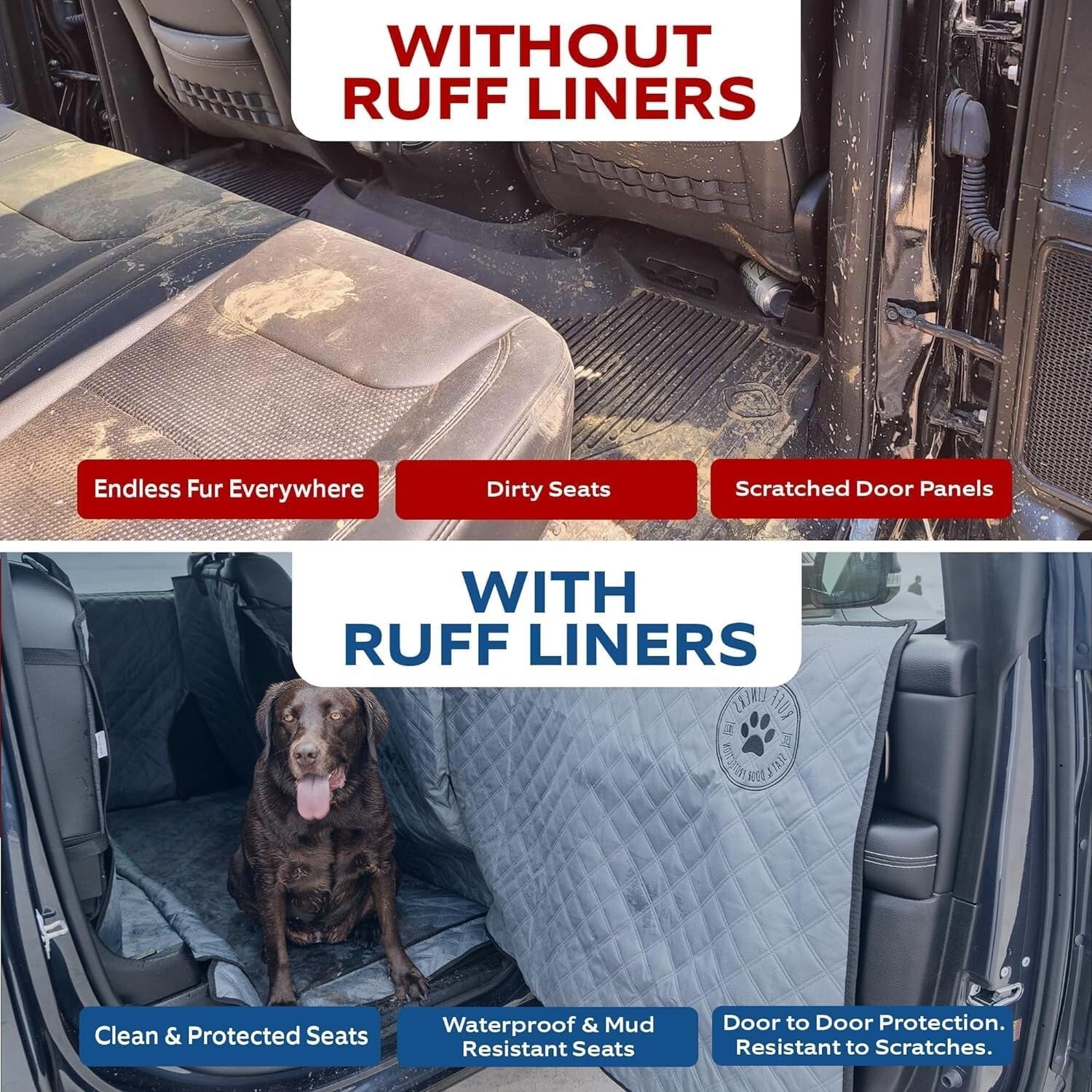 Patented Waterproof Truck Dog Cover with Split Seat Design - Hassle-Free Travel