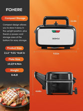 Load image into Gallery viewer, Portable 1200W Waffle Maker &amp; Panini Press - Removable Plates for Easy Cooking