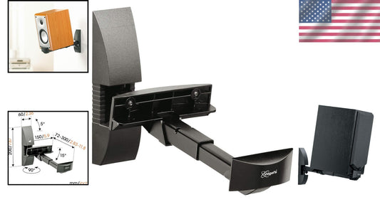Secure Speaker Wall Mount - Swivel & Tilt Bracket for Bookshelf Speakers, 44 lbs