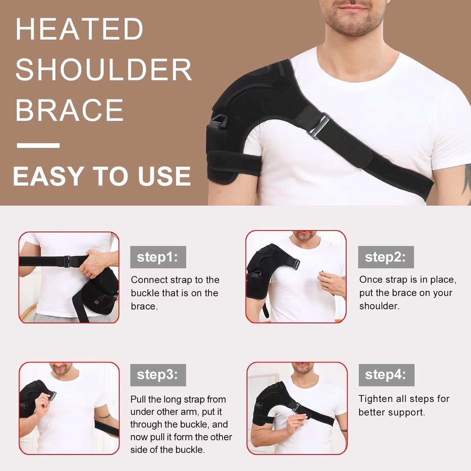 Innovative Adjustable Heated Shoulder Wrap - 3 Modes with Overheat Protection