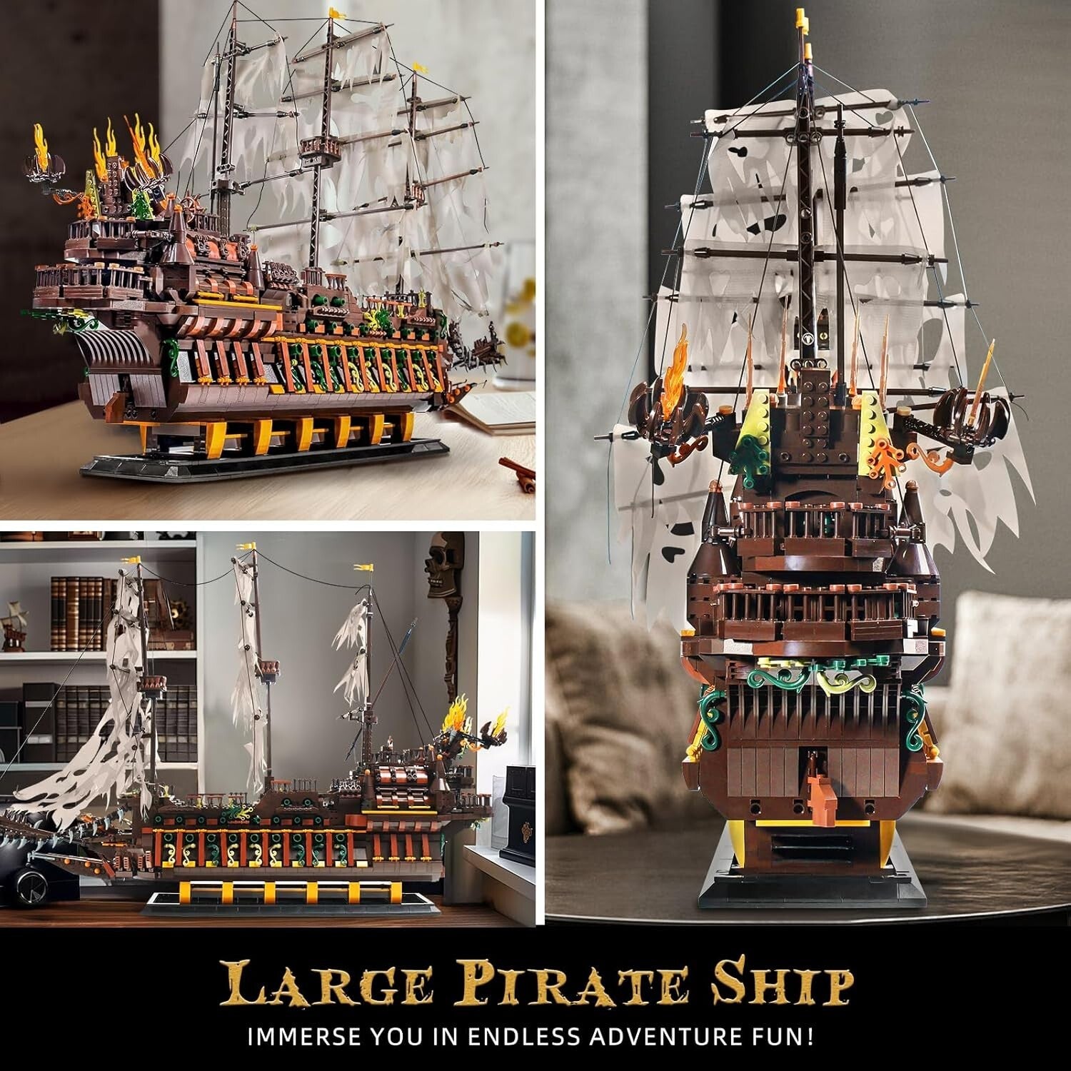 Flying Dutchman Pirate Ship Model Kit - 4364+ Building Blocks for Kids & Adults