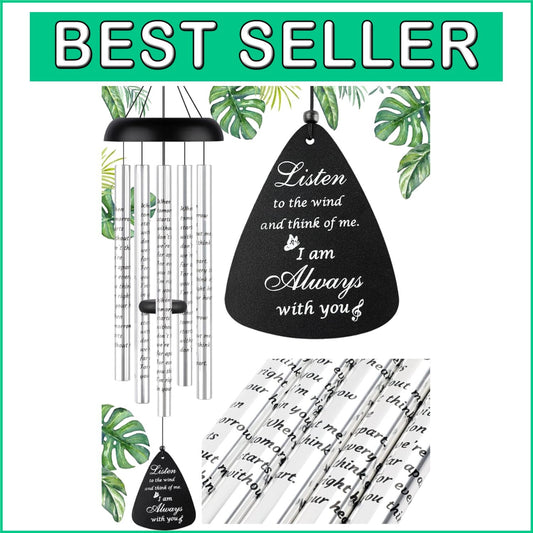 Elegant 36'' Memorial Wind Chimes with Healing Poem - Perfect for Grief Support
