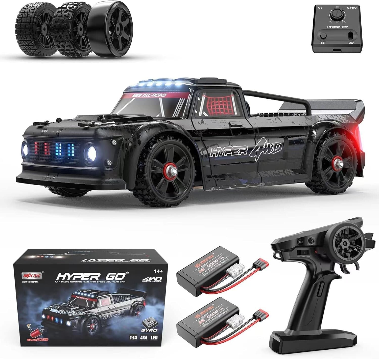 Electric Powered V3 1/14 RC Drift Car – 38 MPH Speed with Controllable Lights