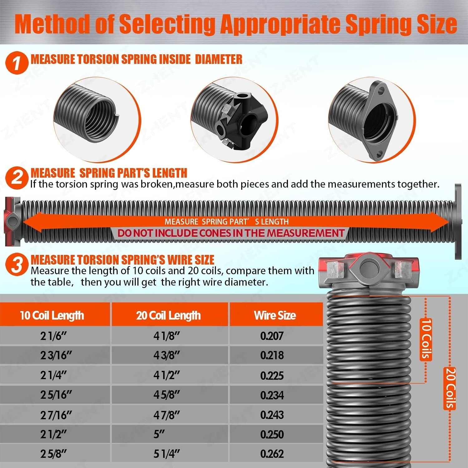 High-Quality Garage Door Torsion Springs 2'' Pair with Non-Slip Winding Bars