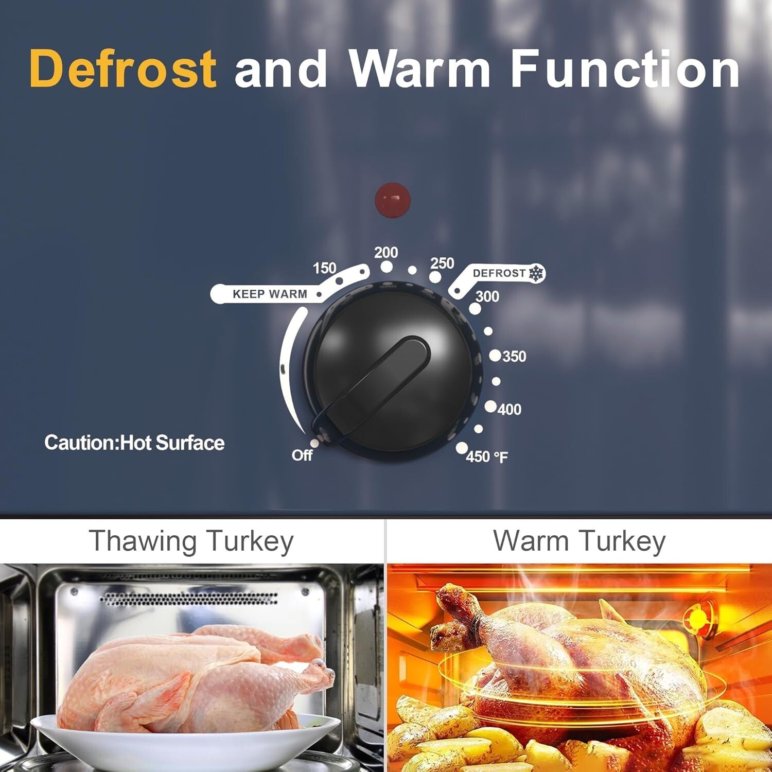 Stainless Steel Electric Roaster Oven with Defrost/Warm Feature - 20 Qt Capacity