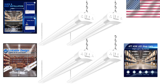 Energy Efficient 4FT Linkable LED Lights - 42W, ETL Certified Utility Solution