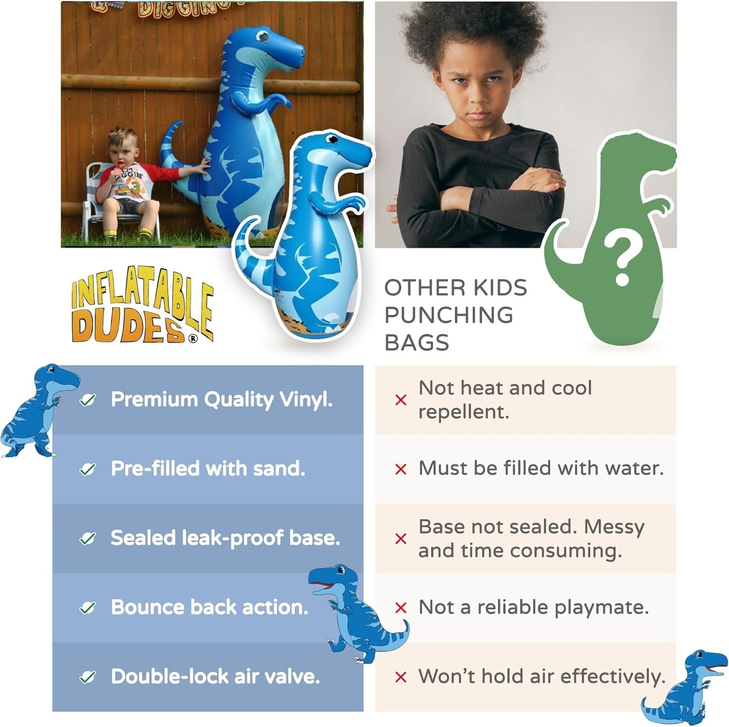 Bounce-Back Action Dinosaur Punching Bag - Kids' 47-Inch Fun Toy for All Parties