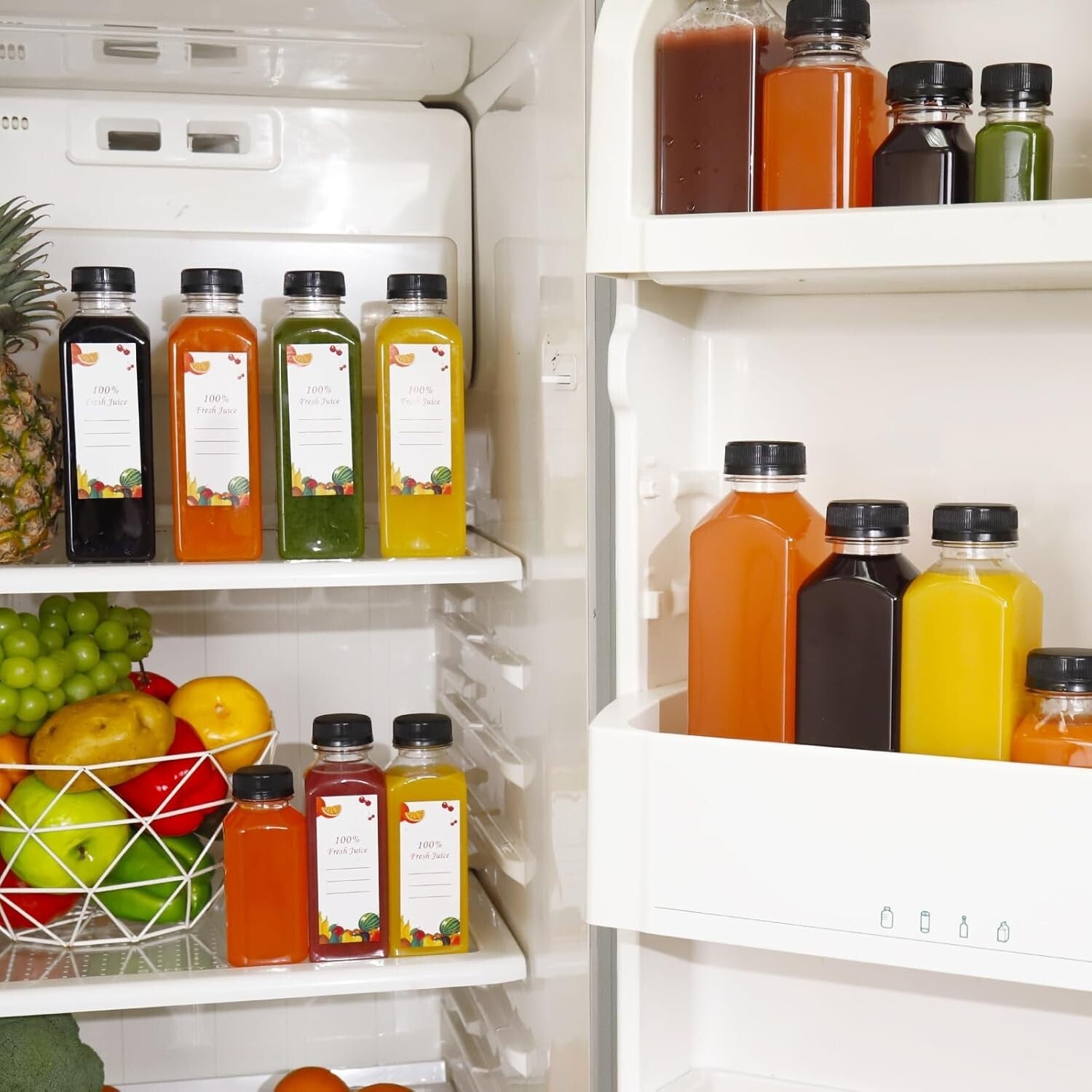 16oz Wide Mouth Juice Bottles - 80 Reusable Clear Plastic Containers for Parties